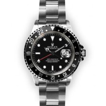 Mens Stainless Steel Black Dial Black Rotating Rolex GMT Master II