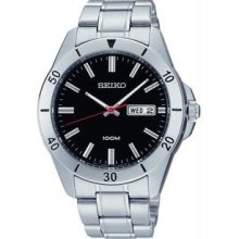 Men's Stainless Steel Case and Bracelet Black Tone Dial Day and