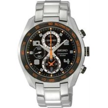 Men's Stainless Steel Case and Bracelet Chronograph Quartz Black Dial