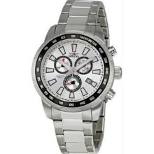 Men's Stainless Steel Case and Bracelet Chronograph Silver Dial Date