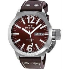 Men's Stainless Steel Case Ceo Canteen Quartz Brown Dial Brown
