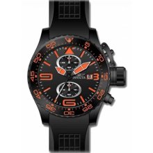 Men's Stainless Steel Case Black Dial Rubber Strap Chronograph Date Di