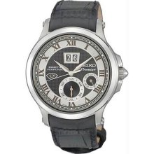 Men's Stainless Steel Case Kinetic Perpetual Premier Black Leather Str