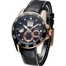 Men's Stainless Steel Case Kinetic Perpetual Premier Leather Strap