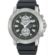 Men's Stainless Steel Chronograph Black Dial Strap