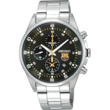 Men's Stainless Steel F.C Barcelona Chronograph Quartz Black Dial
