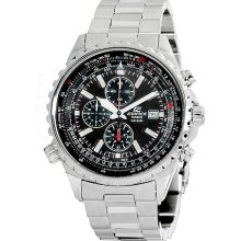Men's Stainless Steel Notched Bezel Edifice Chronograph Watch