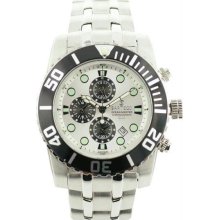 Men's Stainless Steel Ocean Master Diver Chronograph White Dial Black Bezel