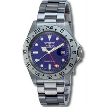 Men's Stainless Steel Pro Diver Quartz GMT Blue Dial