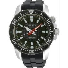 Men's Stainless Steel Sportura Kinetic Diver Black Dial Rubber