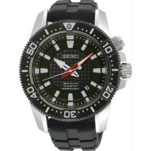 Men's Stainless Steel Sportura Kinetic Diver Black Dial Rubber Strap