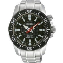 Men's Stainless Steel Sportura Kinetic Diver Black Dial Link Bracelet