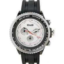 Men's Stainless Steel Tachymeter White Dial Rubber Strap