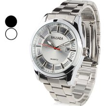Men's Steel Analog Quartz Watch Wrist with Calendar (Assorted Colors)