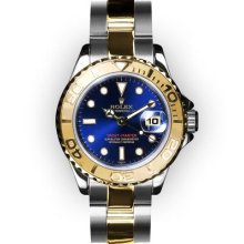 Men's Two Tone Blue Dial Rotating Bezel Rolex Yacht-Master (262)