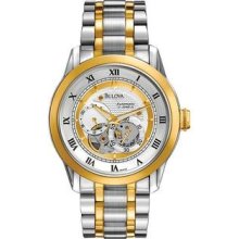 Men's Two Tone Stainless Steel Case and Bracelet Automatic Skeleton