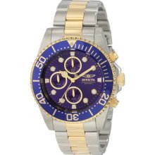 Men's Two Tone Stainless Steel Pro DIver Quartz Chronograph Blue Dial