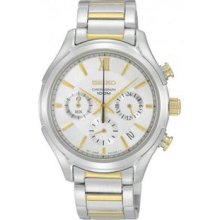 Men's Two Tone Stainless Steel Quartz Chronograph Silver