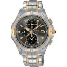 Men's Two Tone Stainless Steel Coutura Alarm Chronograph Charcoal