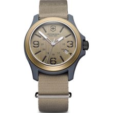 Mens Victorinox Khaki Dial/NATO Nylon Strap Watch- Tan (Khaki)