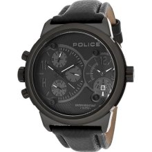 Mens Viper Dual Time Chronograph Black Dial Black Genuine Leathe ...