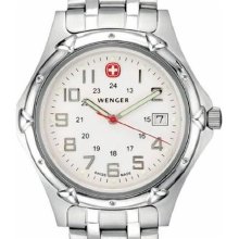 Mens Wenger Standard Issue XL Watch, White Dial, Stainless Steel ...