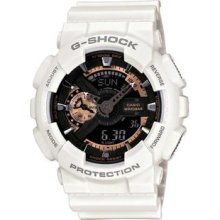 Men's White G-Shock Rose Gold Digital Dial