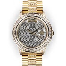 Mens White Gold Pave Dial Channel Set Rolex Day Date Super President