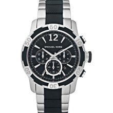 Michael Kors 'Diver' Chronograph Watch Black/ Silver