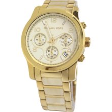 Michael Kors Ladies Runway Chronograph Gold Tone Stainless Steel Case and Bracelet Gold Dial MK5660