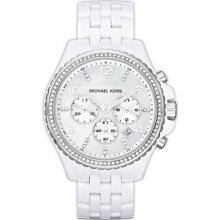 Michael Kors Ladies White Plastic Link Bracelet Quartz Chronograph White Dial MK5489