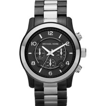 Michael Kors 'Large Runway' Two Tone Chronograph Watch, 45mm Gunmetal