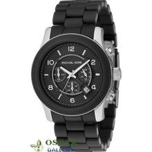 Michael Kors Mens Mk8107 Chrono Black Polyurethane Watch 2 Years Warranty