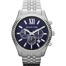 Michael Kors Men's MK8280 Silver Stainless-Steel Quartz Watch with Blue Dial