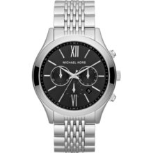 MICHAEL-KORS MICHAEL-KORS Brookton Silver Tone Black Dial Chronograph Watch