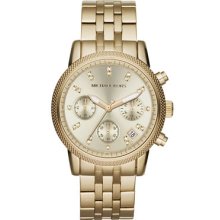 Michael Kors Mid-Size Golden Stainless Steel Ritz Chronograph Glitz