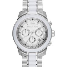 Michael Kors 'Preston' Two Tone Chronograph Bracelet Watch White/ Clear