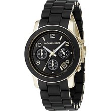 Michael Kors Runway Jet Set Black-Dial Chronograph Watch - Black