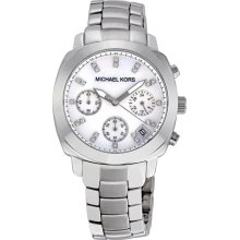 Michael Kors Silver-tone Mother of Pearl Dial Chronograph Ladies Watch MK5092