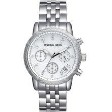 Michael Kors 'The Ritz' Chronograph Bracelet Watch, 36mm White