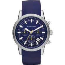 Michael Kors Watch, Mens Chronograph Scout Blue Silicone Strap 43mm MK