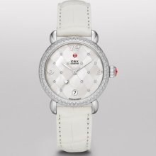 MICHELE MICHELE CSX Diamond, Quilted Mosaic Diamond Dial White Alligator