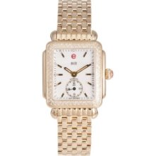 Michele Women's Deco Quartz 18K Gold Plated Diamond Accent Bracelet Watch