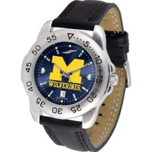 Michigan Wolverines Sport Leather Band AnoChrome-Men's Watch