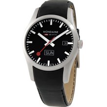 Mondaine Men's Black Retro Watch (Mondaine Retro Gents Day/Date Watch - Black)