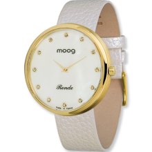 Moog Gold-Plated Round MOP Dial Watch W/ (CD-01G) White Band
