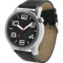 Mossimo Men's Strap Dial Watch with Round Silver Case - Black