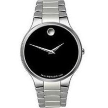 Movado 606382 Watch Museum Mens - Black Dial Stainless Steel Case Quartz Movement