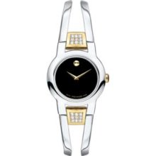 Movado Amorosa Diamond Ladies Two Tone Bangle Bracelet Swiss Watch 0604983