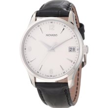 Movado Circa Black Leather Mens Watch 0606569